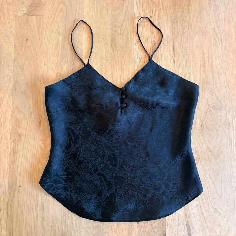 Vintage Sedu Satin Cami Top Rose Floral Print S Whimsigoth Fairygoth Gypsy